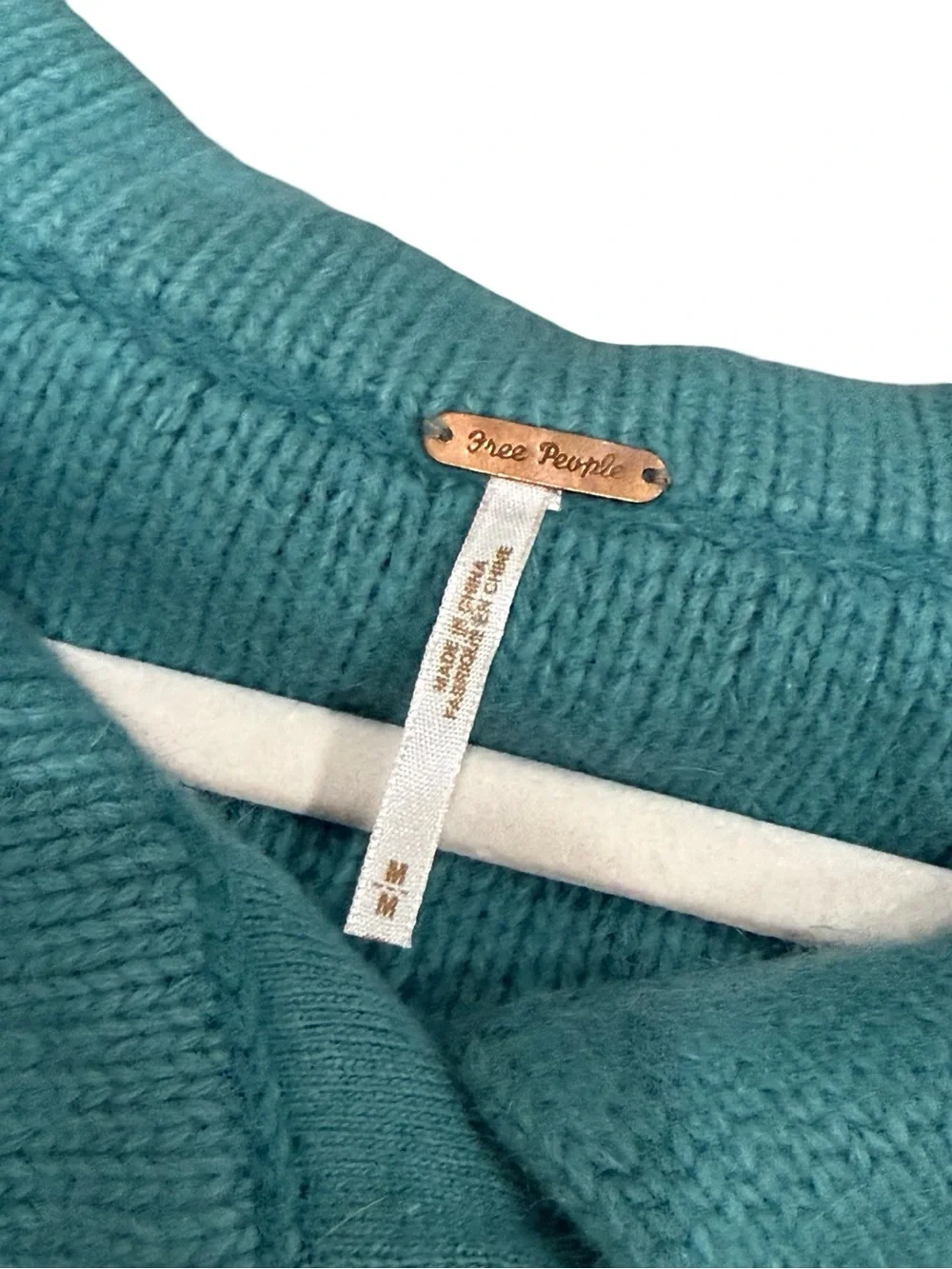 ✨Free People Blue Wool Blend Collared‎ Cardigan Size M Short Sleeve Knit Sweater